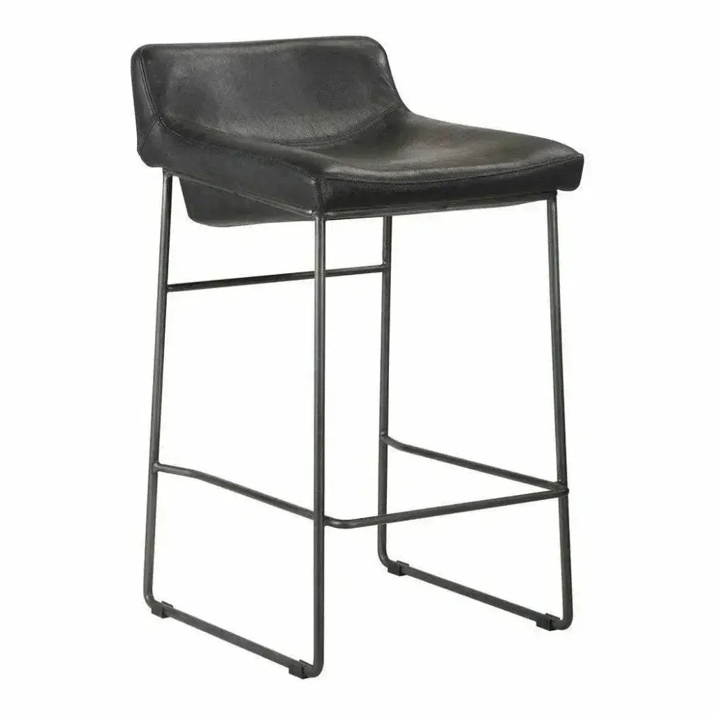 Counter Stool Onyx Leather Black