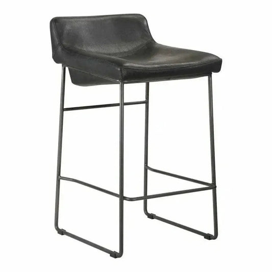 Counter Stool Onyx Leather Black