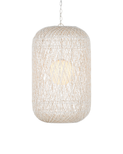 34.5 in. Cocoon Iron and Glass White Pendant