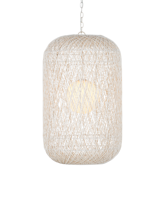 34.5 in. Cocoon Iron and Glass White Pendant