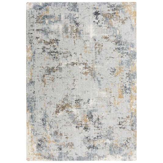 Caer Abstract Blue Large Area Rugs For Living Room