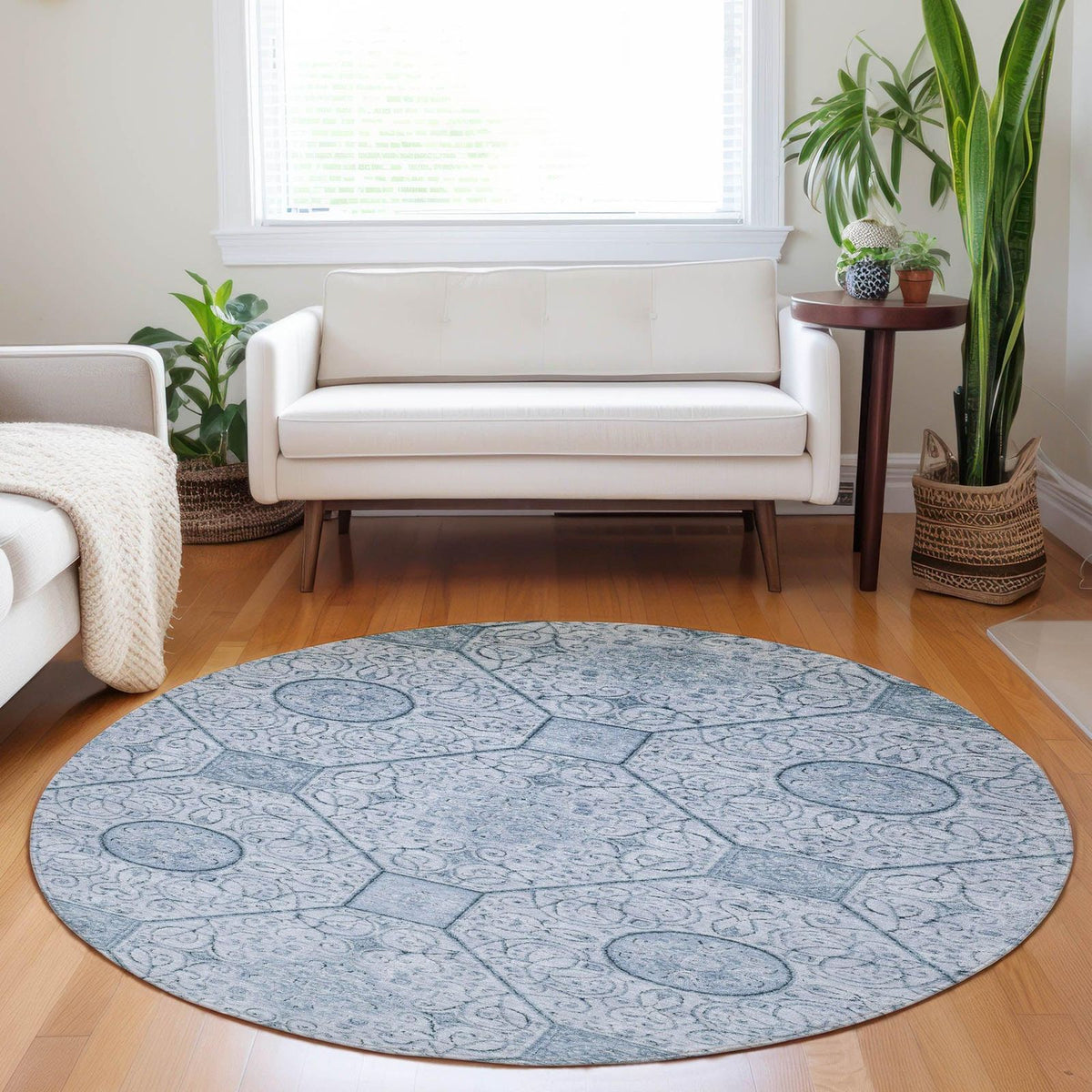Iriora Blue Washable Indoor-Outdoor Rug
