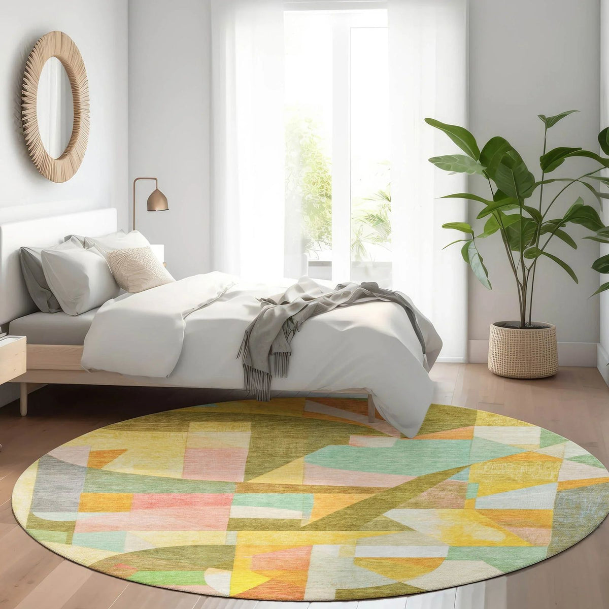 Jaelira Gold Washable Indoor-Outdoor Rug