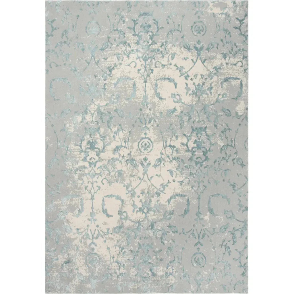 Boru Scroll Blue Kitchen Hallway Runner Rug - LOOMLAN - LOOMLAN - Area Rugs