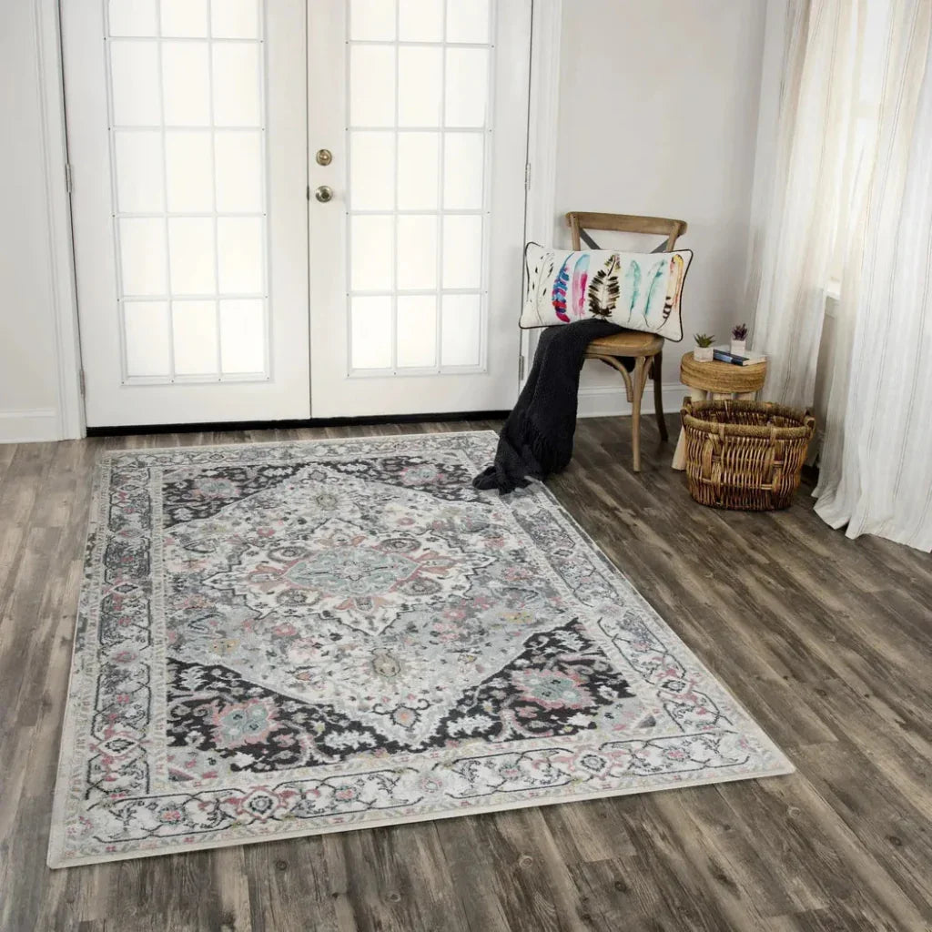 Chuu Medallion Black Kitchen Hallway Runner Rug -- black