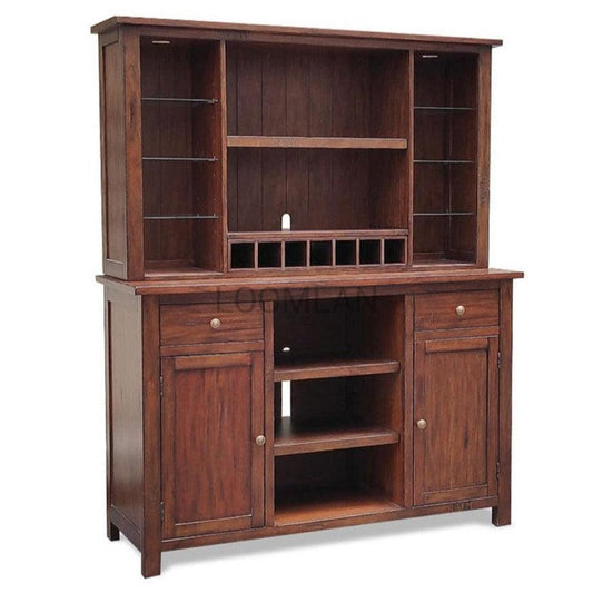 64x80 Brown Wood Buffet With Hutch Home Bar Serving Station Buffets Sideboards and Things By Sunny D