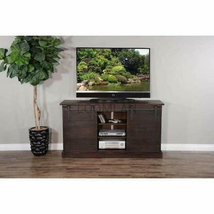 65" TV Stand Media Console Sliding Barn Doors Black TV Stands & Media Centers Sideboards and Things By Sunny D