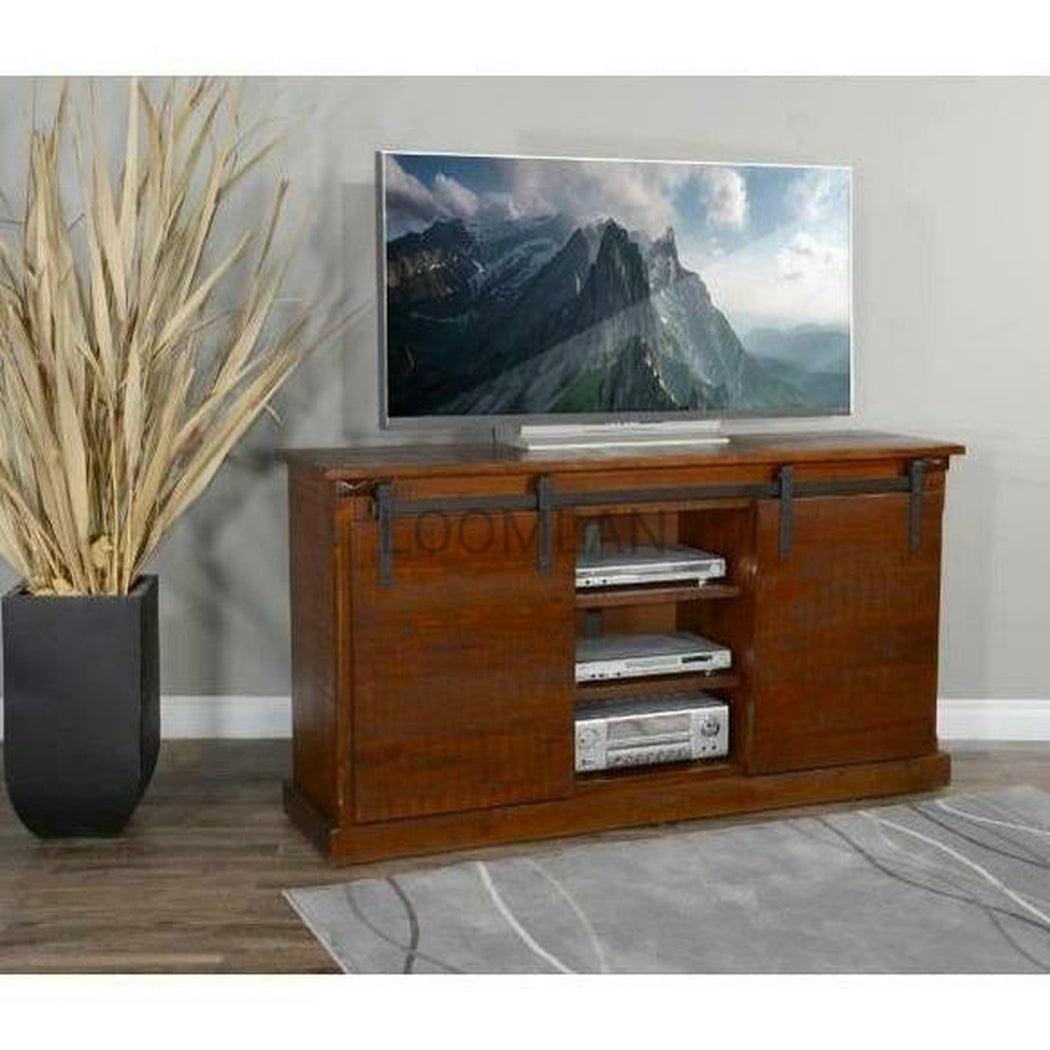 65" TV Stand Media Console Sliding Barn Doors Rustic Brown TV Stands & Media Centers Sideboards and Things By Sunny D