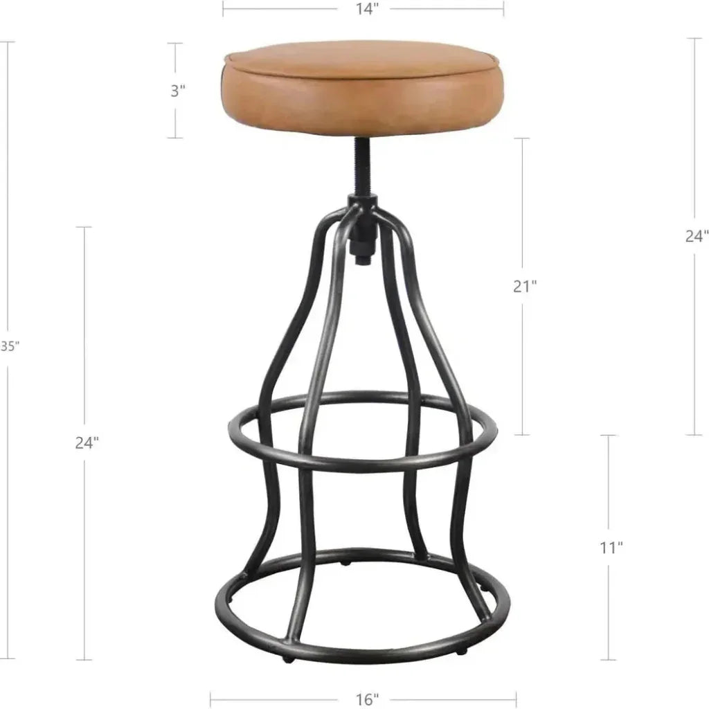 Tan Leather Seat Backless Height Counter Stool -- view 8