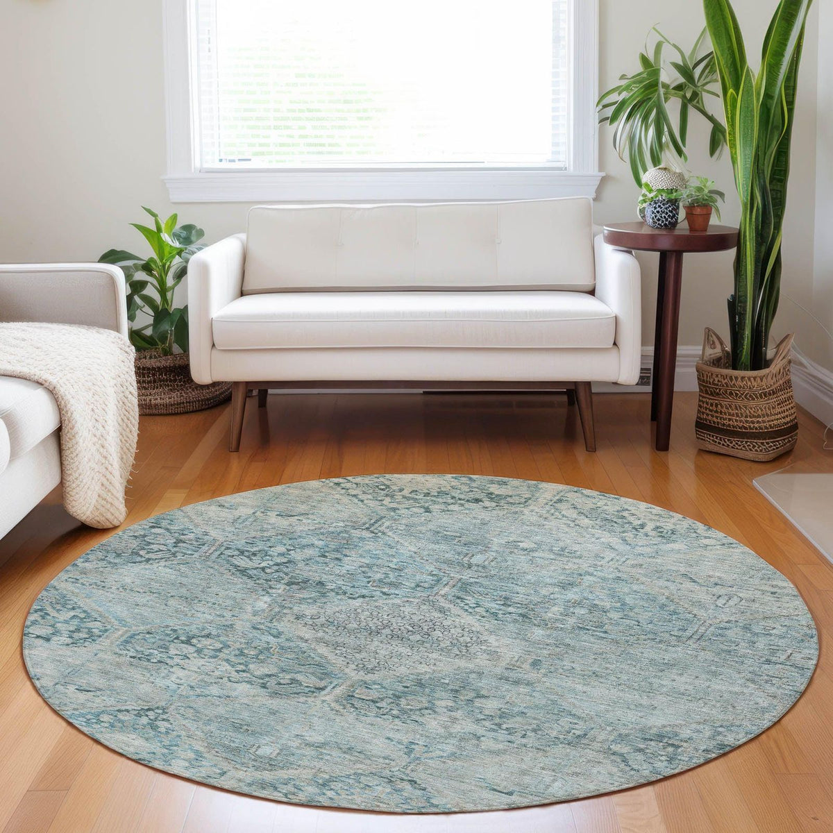 Iriius Blue Washable Indoor-Outdoor Rug
