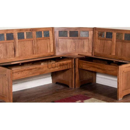 66" Light Brown Wood Breakfast Nook Set With Storage Bench Dining Table Sets Sideboards and Things By Sunny D