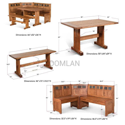 66" Light Brown Wood Breakfast Nook Set With Storage Bench Dining Table Sets Sideboards and Things By Sunny D