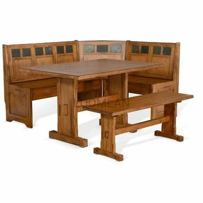 66" Light Brown Wood Breakfast Nook Set With Storage Bench Dining Table Sets Sideboards and Things By Sunny D