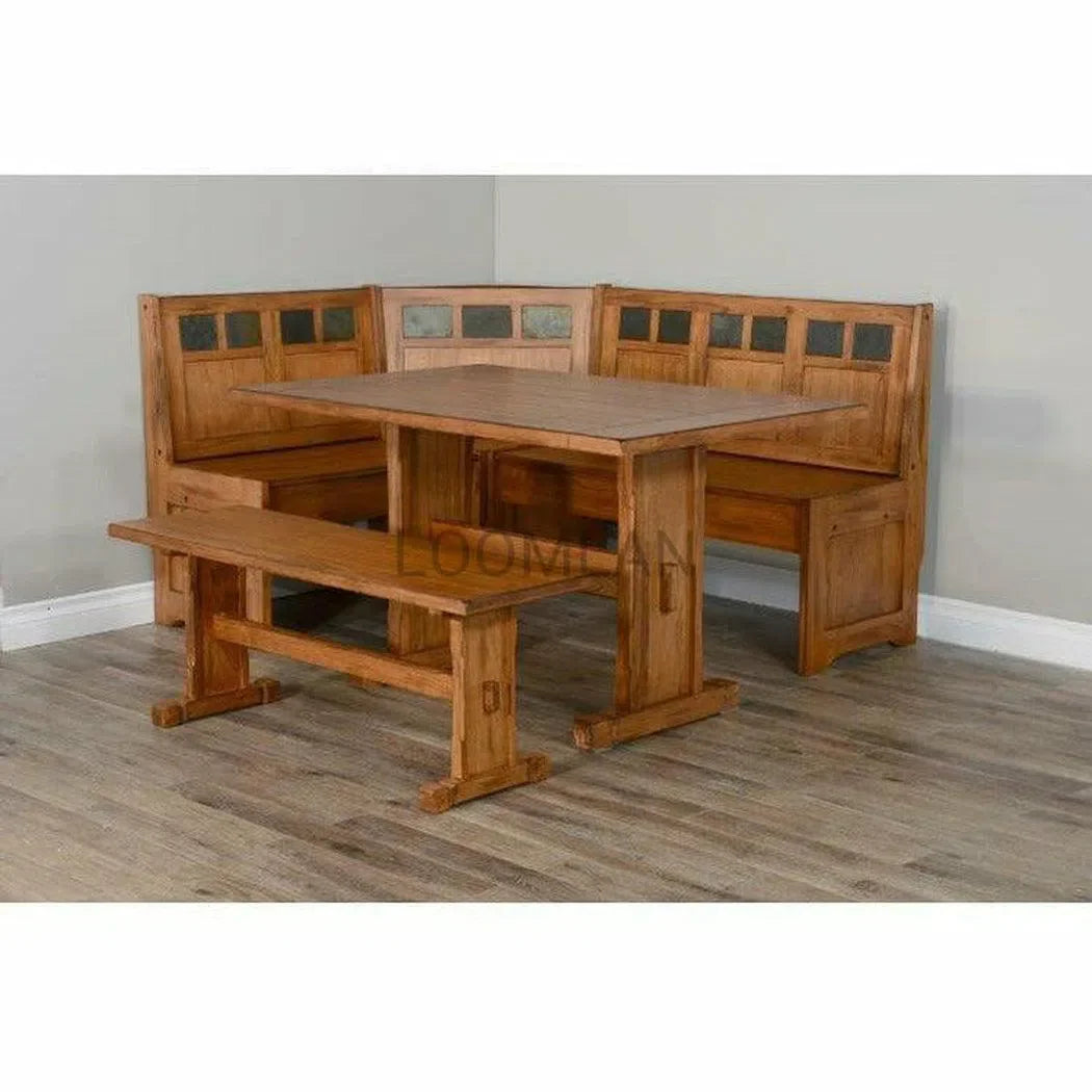 66" Light Brown Wood Breakfast Nook Set With Storage Bench Dining Table Sets Sideboards and Things By Sunny D