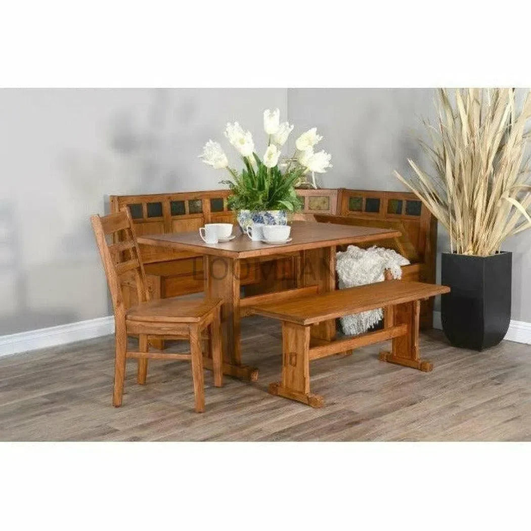 66" Light Brown Wood Breakfast Nook Set With Storage Bench Dining Table Sets Sideboards and Things By Sunny D