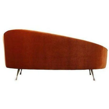 66" Orange Velvet Chaise Lounge Retro Style Curved Back Chaises LOOMLAN By Moe's Home