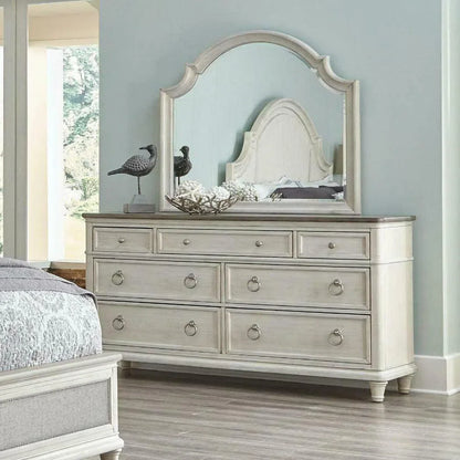 Panama Jack 66" White Two-Tone Wooden Dresser and Mirror