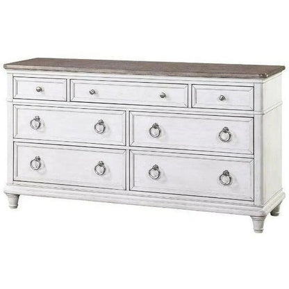 Panama Jack 66" White Two-Tone Wooden Dresser and Mirror