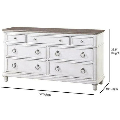 Panama Jack 66" White Two-Tone Wooden Dresser and Mirror