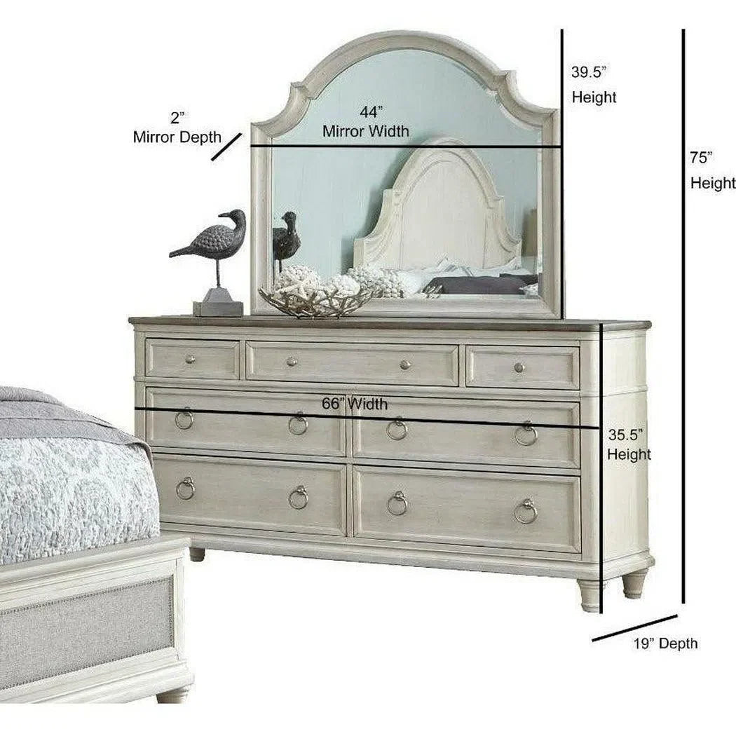 Panama Jack 66" White Two-Tone Wooden Dresser and Mirror