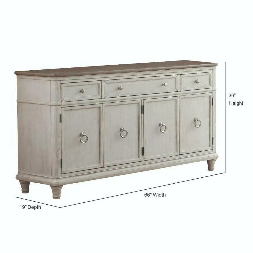 66" White Two-Tone Wooden Sideboard for Dining Room Sideboards LOOMLAN By Panama Jack