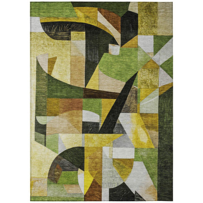 Jaelira Green Washable Indoor-Outdoor Rug