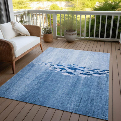 Nautical Blue Washable Indoor-Outdoor Rug