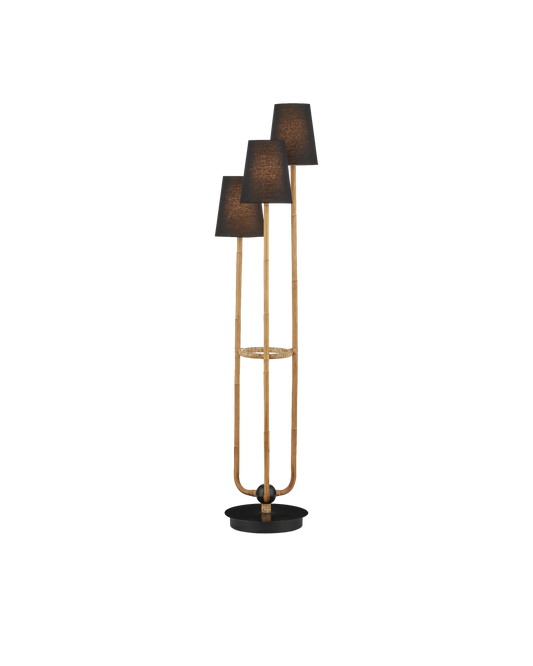 Triptych Rattan Floor Lamp