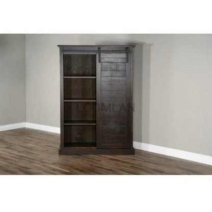 66x48" Tall Wide Black Free Standing Bookcase Sliding Barn Door Bookcases Sideboards and Things By Sunny D