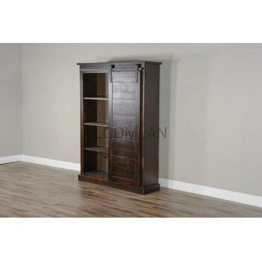 66x48" Tall Wide Black Free Standing Bookcase Sliding Barn Door Bookcases Sideboards and Things By Sunny D