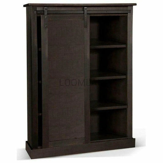 66x48" Tall Wide Black Free Standing Bookcase Sliding Barn Door Bookcases Sideboards and Things By Sunny D