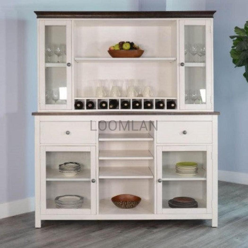 66x80 White Wood Buffet With Hutch Home Bar Serving Station Buffets Sideboards and Things By Sunny D