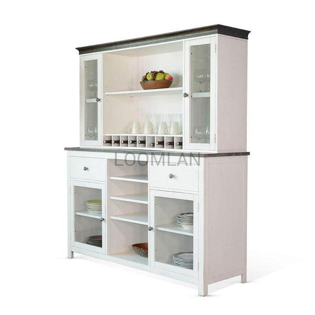 66x80 White Wood Buffet With Hutch Home Bar Serving Station Buffets Sideboards and Things By Sunny D