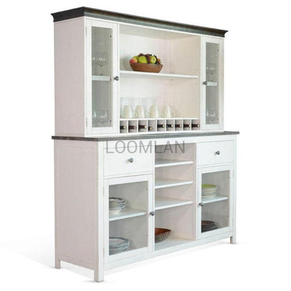 66x80 White Wood Buffet With Hutch Home Bar Serving Station Buffets Sideboards and Things By Sunny D