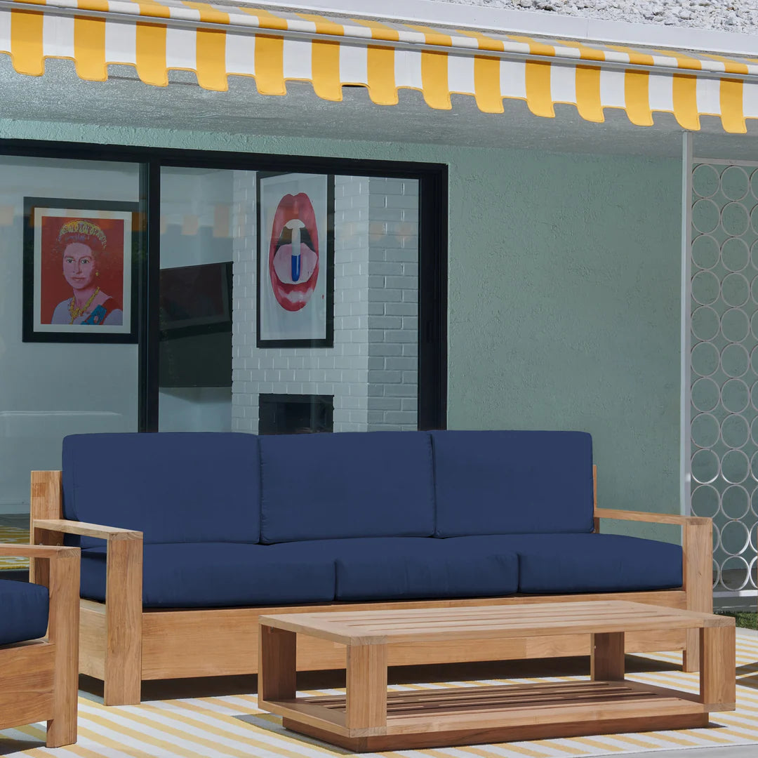 Qube Teak Deep Outdoor Couch with Sunbrella Cushions -- view 12