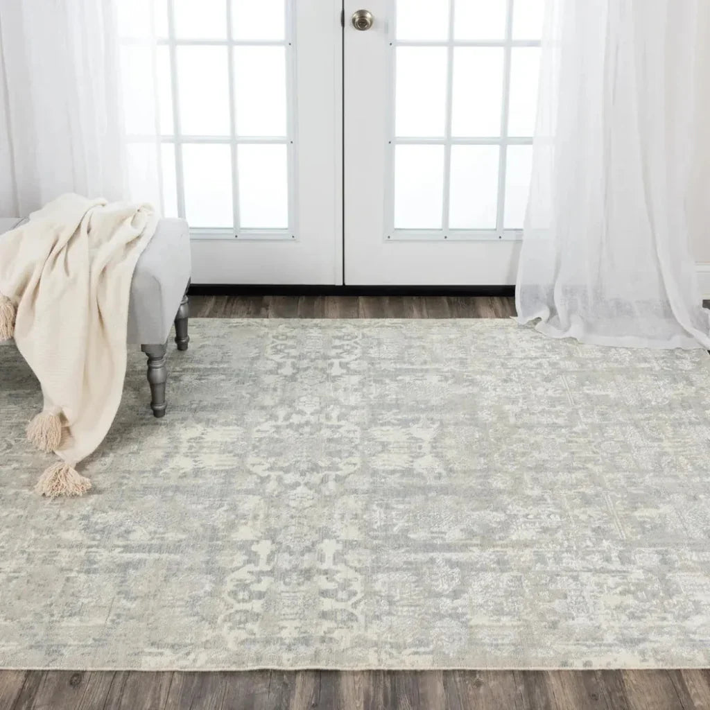 Coit Damask Gray Large Area Rugs For Living Room -- gray