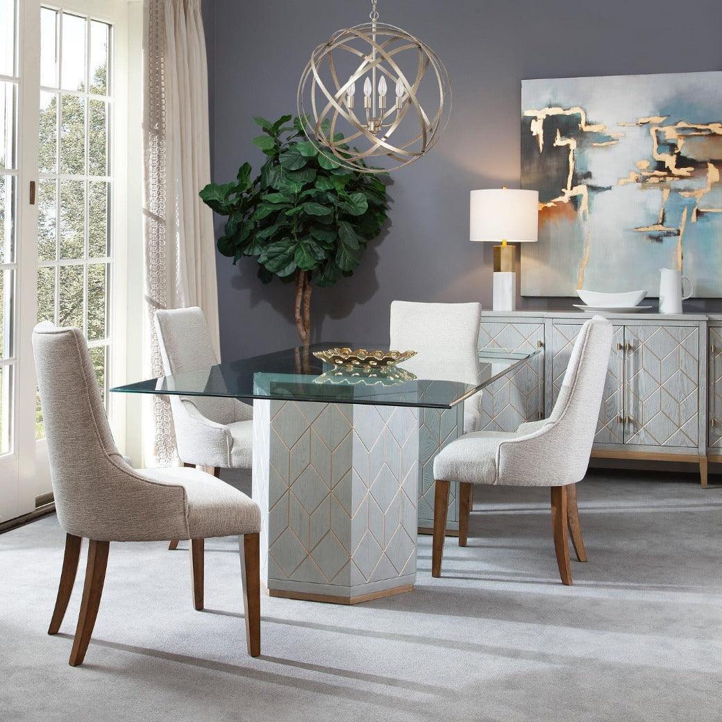 68" Perrine Grey And Gold Wooden Sideboard for Dining Room Sideboards Sideboards and Thangs By Bassett Mirror