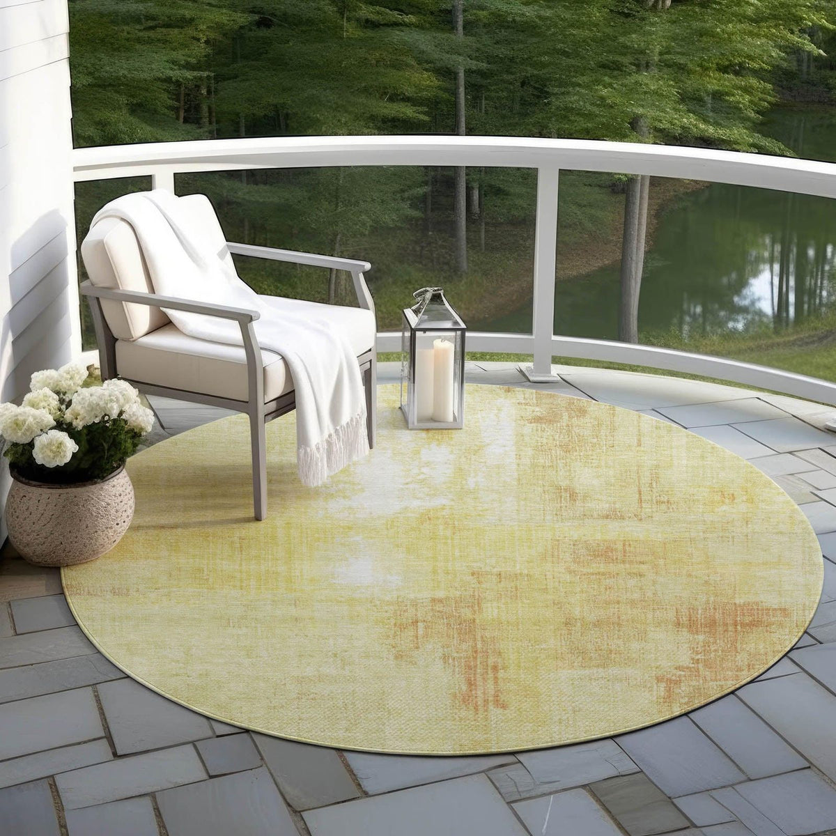 Jaelor Gold Washable Indoor-Outdoor Rug