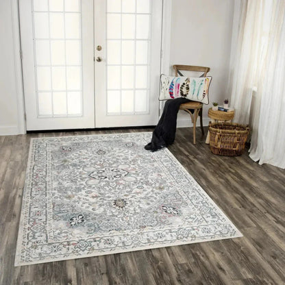 Cici Medallion White Kitchen Hallway Runner Rug -- white