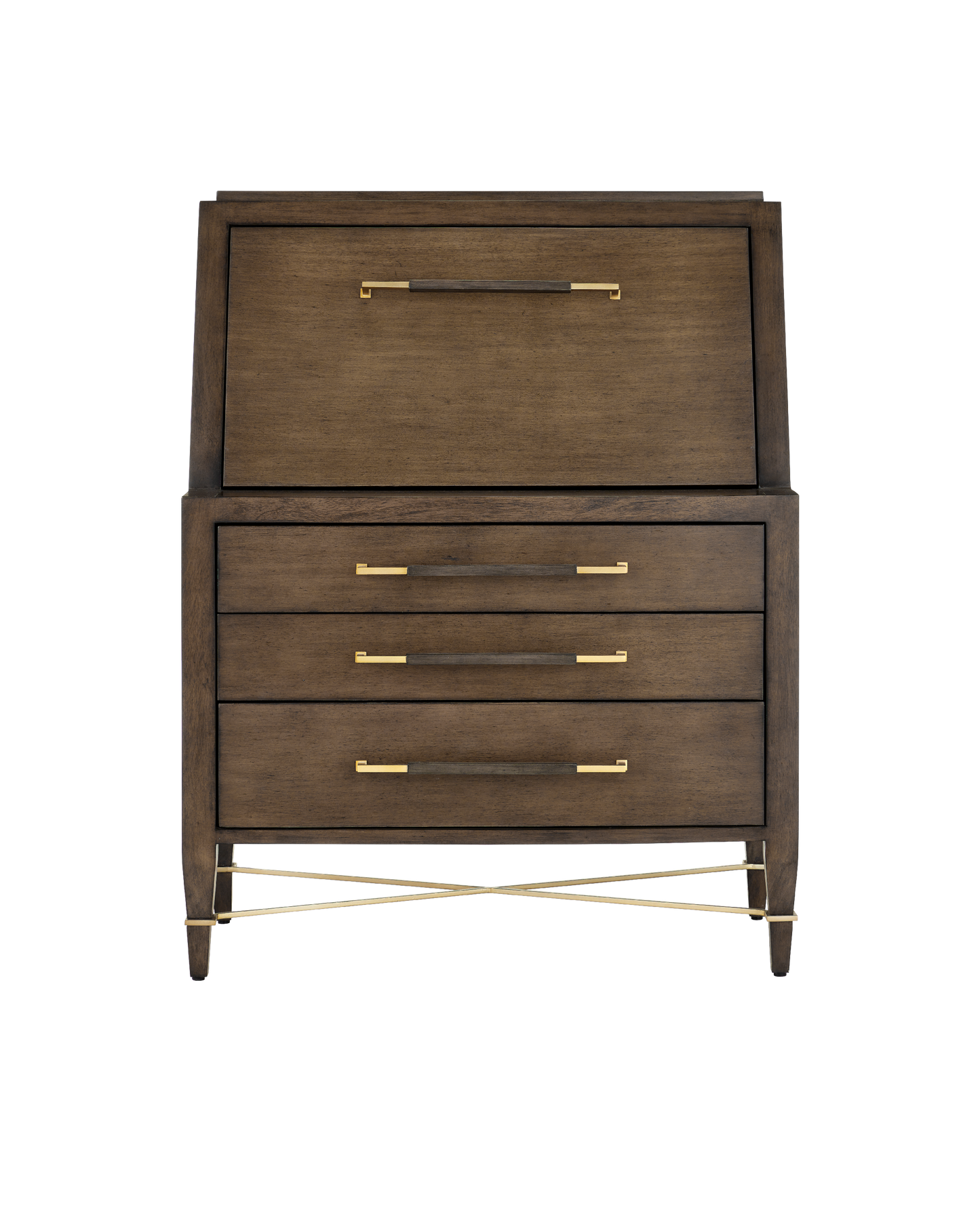 Verona Chanterelle Wood and Metal Brown Secretary Desk