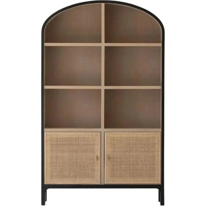 Two Tone Cane Bookcase Wood Shelves Wood Tall & Wide -- view 5