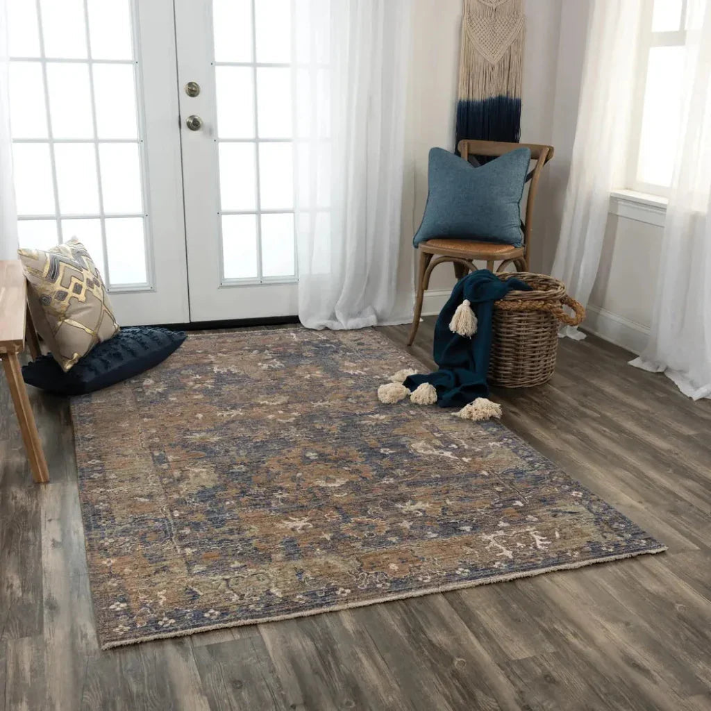 Attu Floral Charcoal Large Area Rugs For Living Room -- charcoal