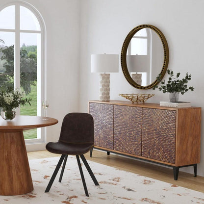 69" Brown Three Door Mid Century Sideboard for Dining Room Sideboards Sideboards and Thangs By Bassett Mirror