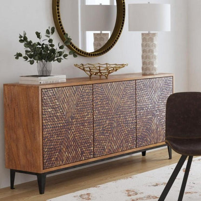 69" Brown Three Door Mid Century Sideboard for Dining Room Sideboards Sideboards and Thangs By Bassett Mirror