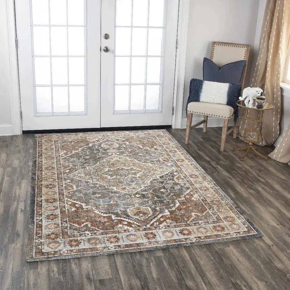 Burk Medallion Dark Rust Large Area Rugs -- rust