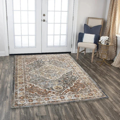 Burk Medallion Dark Rust Large Area Rugs -- rust
