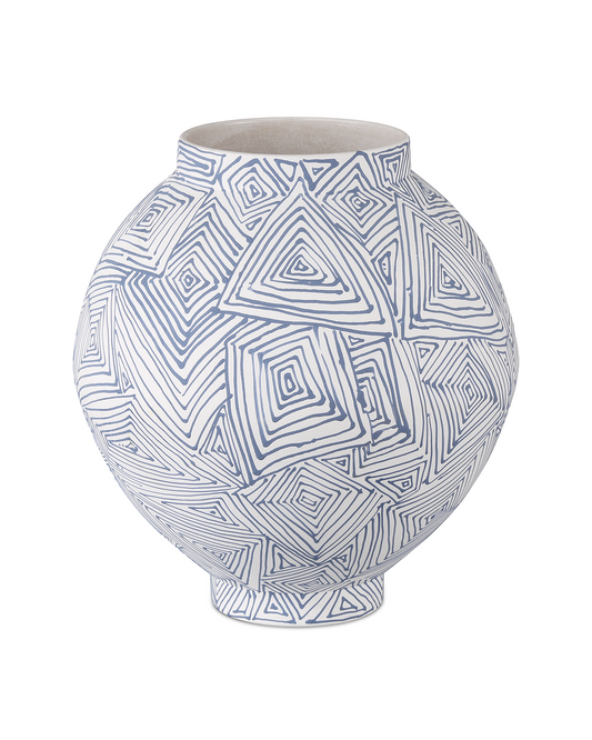 12 in. Zag Porcelain Blue Vase