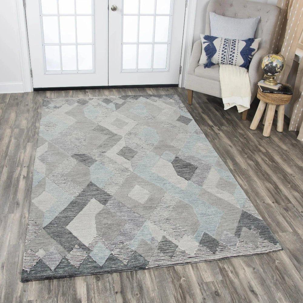 Bons Geometric Gray Large Area Rugs For Living Room -- gray