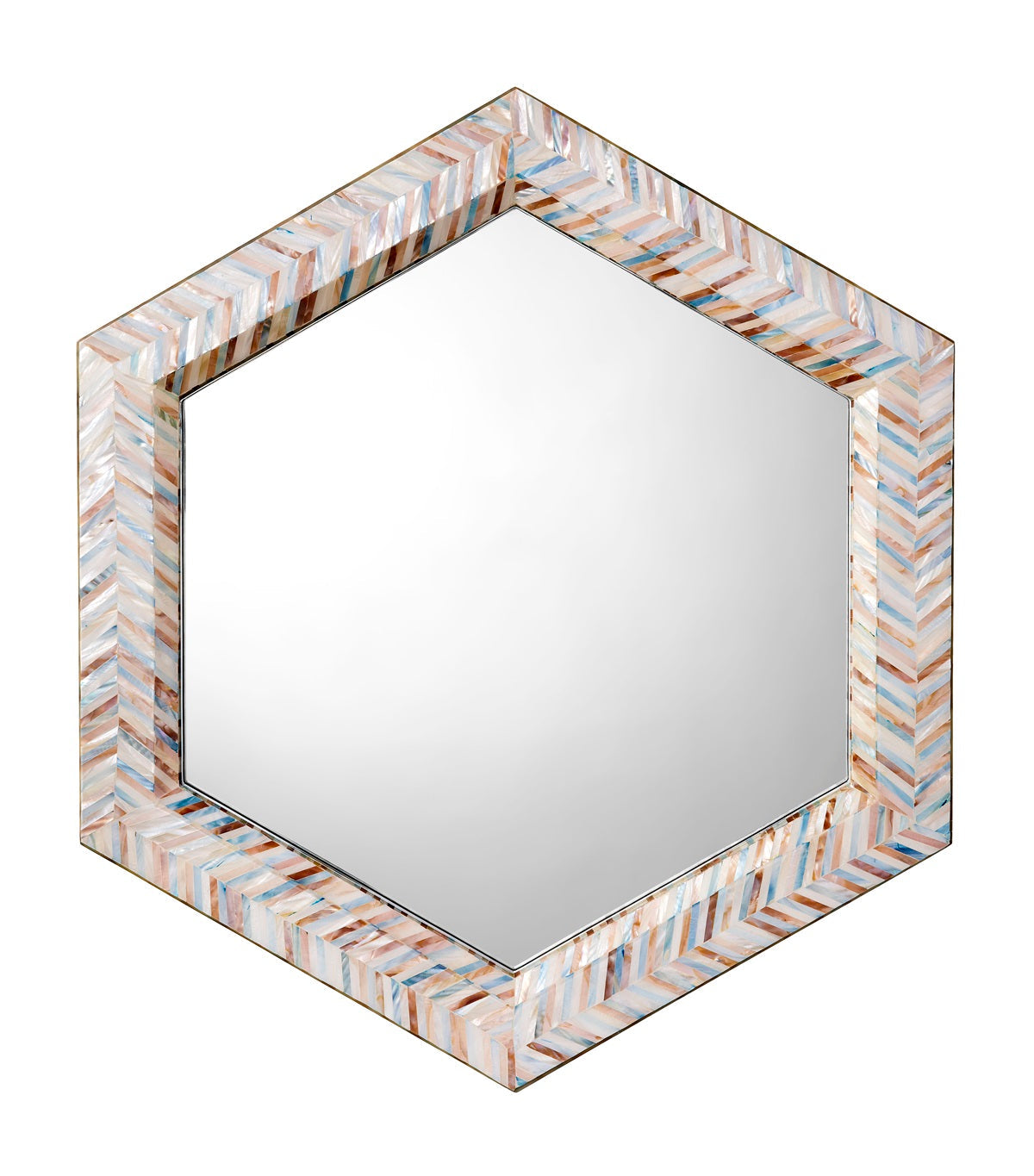 Academy Mother Of Pearl Hexagon Wall Mirror By Jamie Young