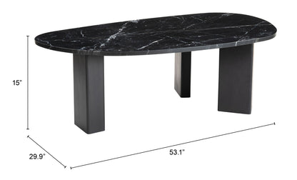 Aberdeen Black Marble and Wood Geometric Coffee Table